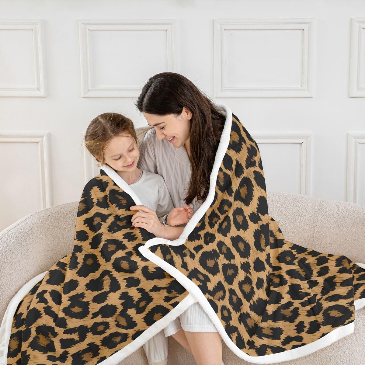 Feelyou Leopard Sherpa Blanket Plush Fuzzy Leopard Print Fleece Throw Blanket Boys Girls Cheetah for Bed Couch Chair Living Room Safari Bedroom Decor Black Brown Twin 60"x80" image 4