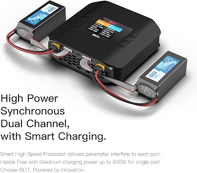 ISDT K4 Lipo Battery Balance Charger Discharger 1-8S AC 400W DC 600Wx2 Smart Charger for Life, Lilon, LiPo, LiHv/Pb/NiMH Battery Balance Charger