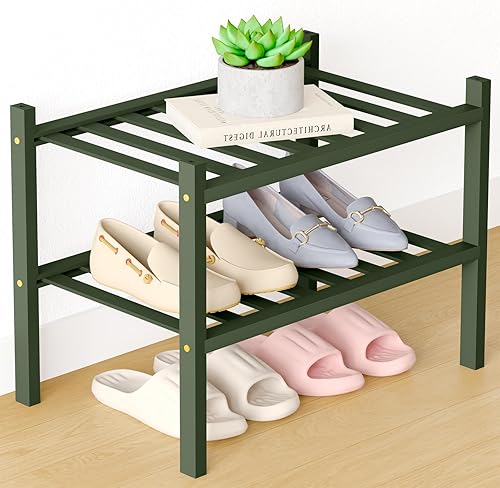 Miniatura 72 de Smiry Zapatero de bambú para clóset, organizador de zapatos apilable de 4 niveles largo de madera, estante de almacenamiento de zapatos Negro