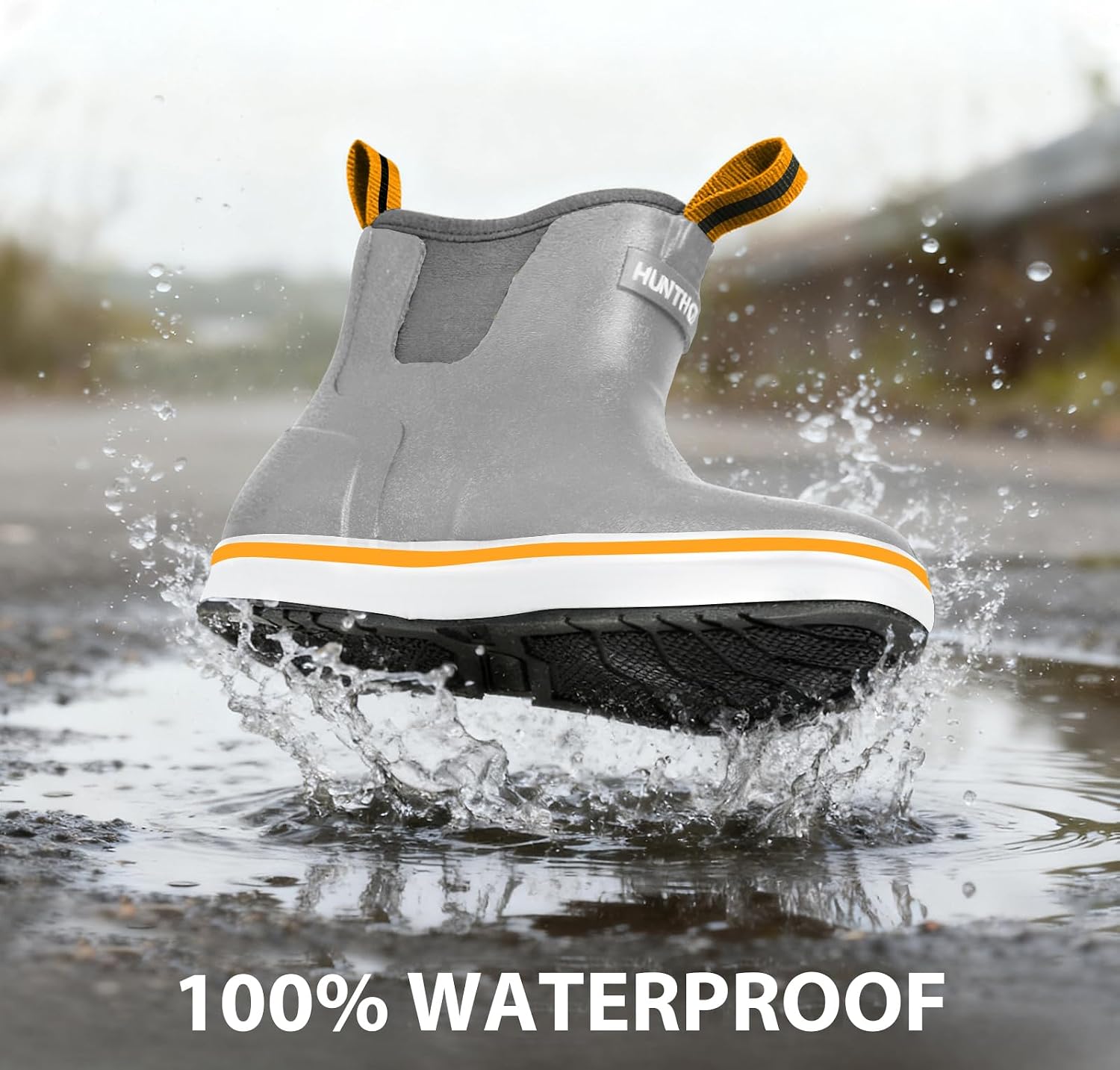 Men's Deck Boots, Lightweight Waterproof Anti-Slip Fishing Rain Boots, Rubber Boots and High Performance for Boat, Yard and Outdoor (Size 7-14)
