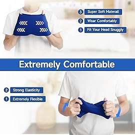 Wearable Ice Cap for Migraines, Headache Relief Hat for Tension Sinus Headache Eye Fatigue Fever Relief, One-Piece Design Fit All Head Ice Pack Cap, Hot Cold Compressed Therapy Head Migraine Hat(Blue)
