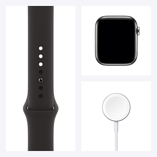 Miniatura 7 de Apple Reloj Serie 6 (GPS + celular, 1.732 pulgadas) - Caja de acero inoxidable grafito con correa deportiva negra (renovado)