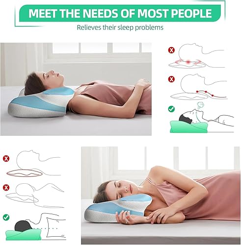 Miniatura 6 de Almohadas ergonómicas de apoyo para el cuello para dormir, almohadas de espuma viscoelástica, almohada ortopédica de espuma viscoelástica, almohada