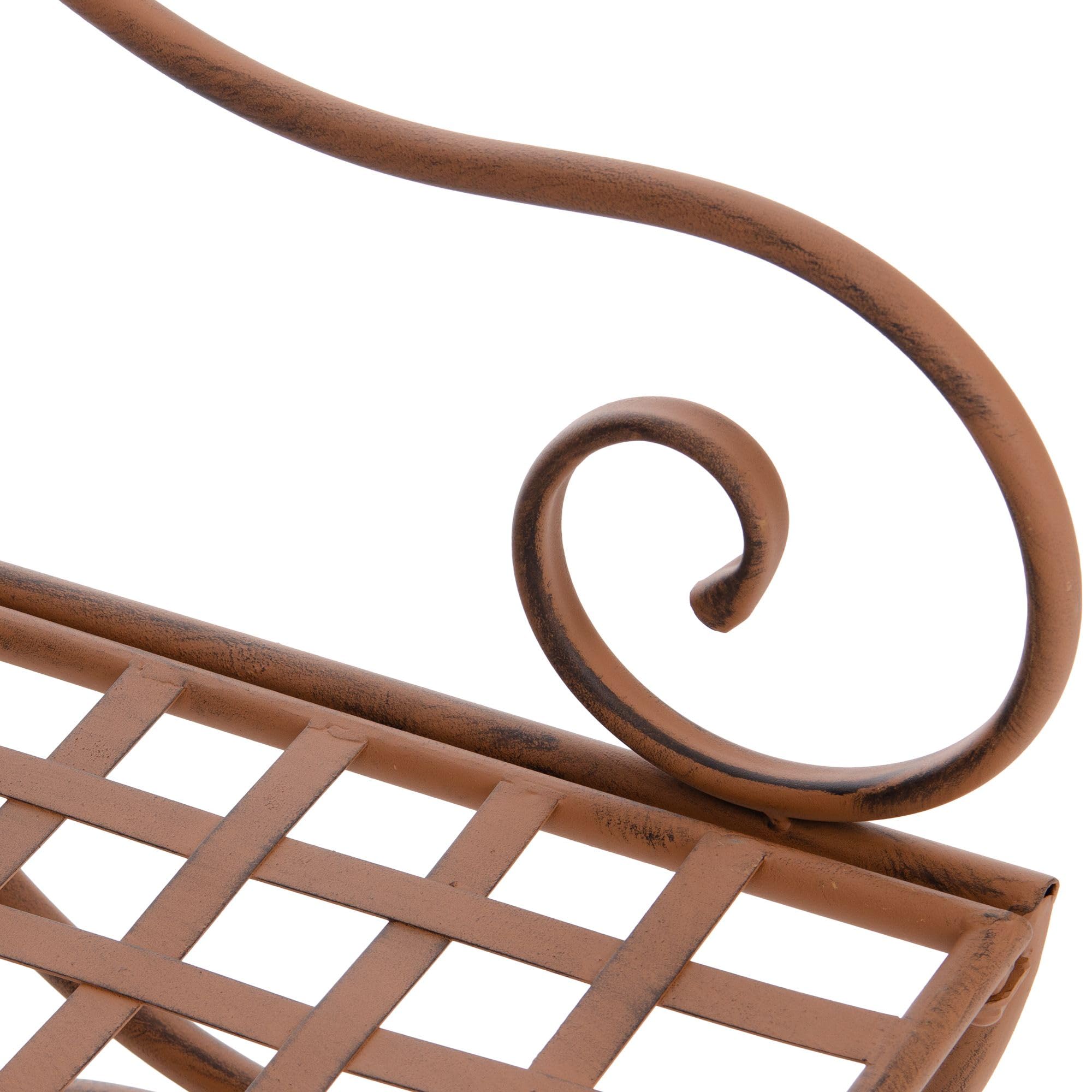 CLP Silla de Jardín Lotta de Metal, Hecha a Mano Estilo Art Nouveau, con Reposabrazos y Refuerzos, Hierro Antiguo, Robusta para Terraza y Jardín, Color:Antiguo marrón