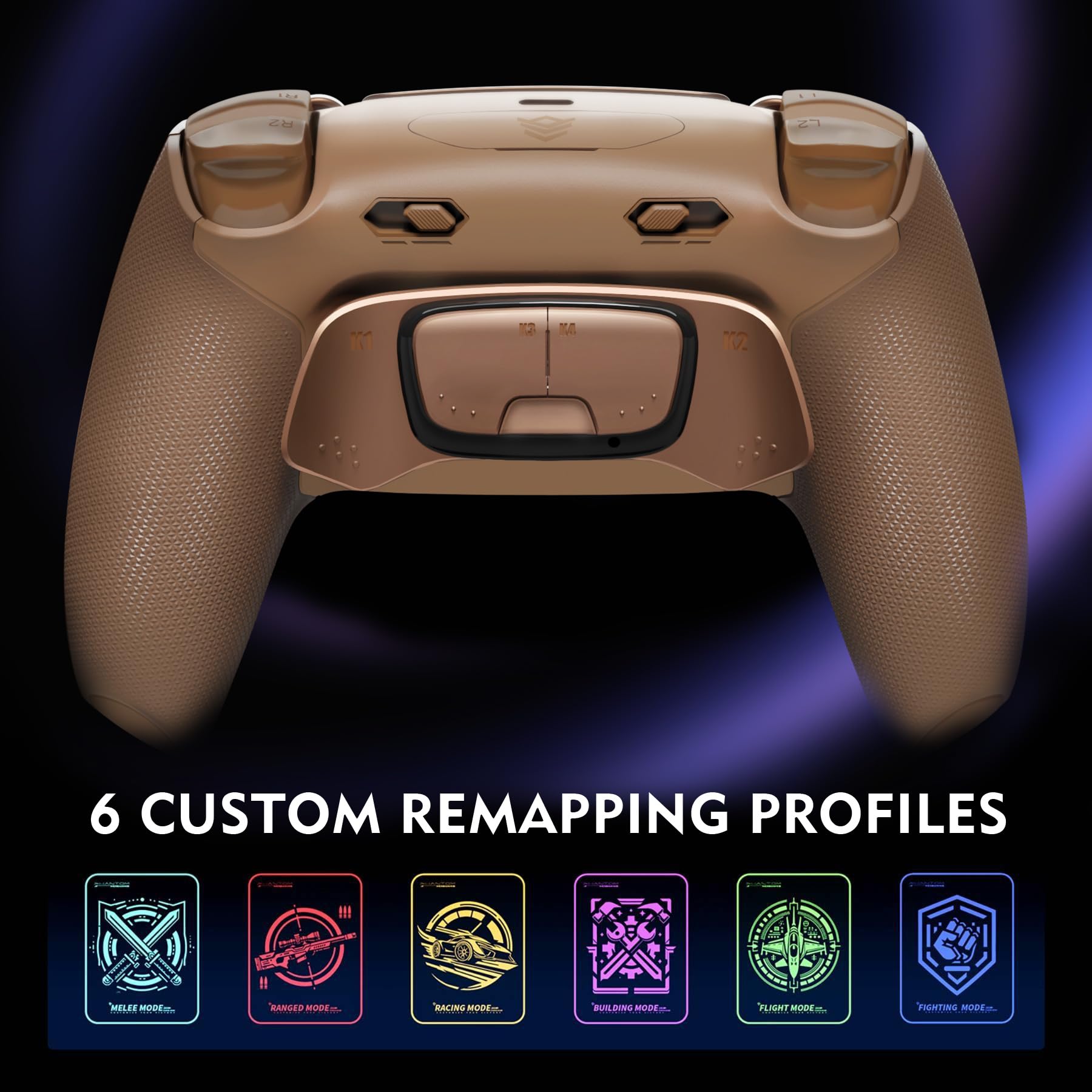 HEXGAMING ULTIMATE PRO Controller per ps5/PC,Wireless/USB Joystick Pro | 4 Tasti Posteriori Rimappabili&8 Levette Analogiche Effetto Hall&6 Profil&Trigger Grilletti Regolabili,Moka Perlato