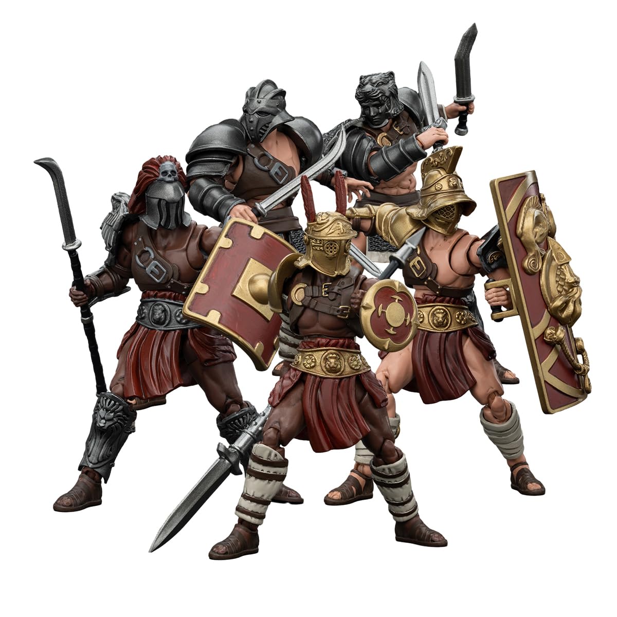 JOYTOY 1/18 Strife Roman Gladiator 5Pack Elite Collection Action Figures - 4in Roman Legionary Soldier Figurines