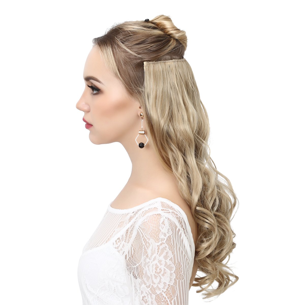 SARLA 20" Wave 1Pc 3/4 Full Head Clip In Hair Extension Synthetic Hair Extensions Japan Heat Resistant Fiber 50 Colors Available (888#12#)