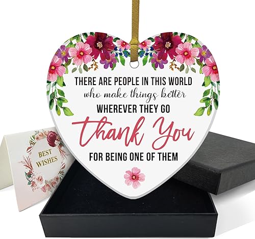 Vista 26 de REWIDPARTY Adorno de recuerdo de agradecimiento – Regalo de agradecimiento para familiares, amigos, profesores – Corazón de cerámica de 3 pulgadas