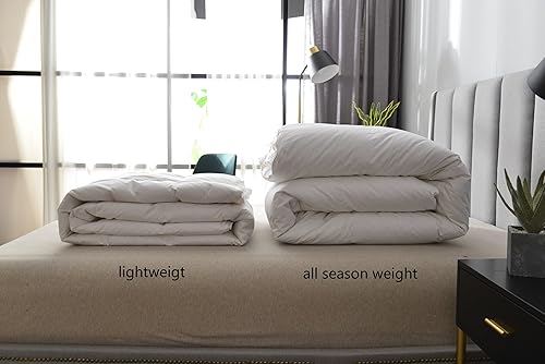 Miniatura 7 de Eastwarmth Edredón de plumas de ganso tamaño King para todas las estaciones, funda 100% algodón, relleno de edredón de 650 grados con esquinas y 8