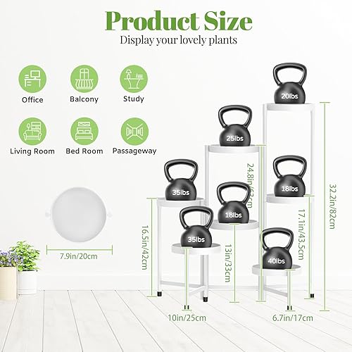 Miniatura 2 de FLMOUTN Soporte de esquina de 7 niveles para plantas para interiores y exteriores, estante alto de metal para múltiples plantas, soporte resistente