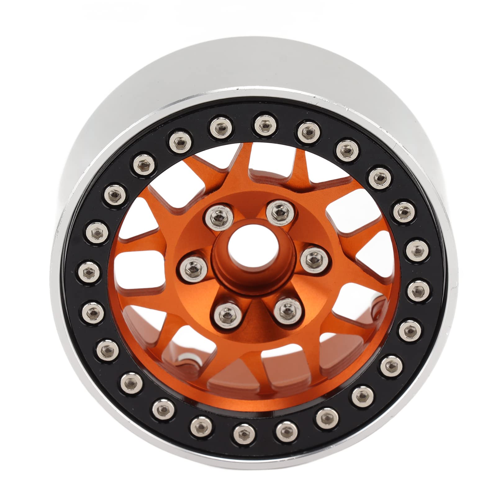 Fydun 4 szt. 1,9-calowe Felgi Aluminiowe CNC D RC - Piasta Koła Beadlock do Samochodów RC Axial SCX10, 90046, AXI 03007, MST w Skali 1/10 (ORANGE)
