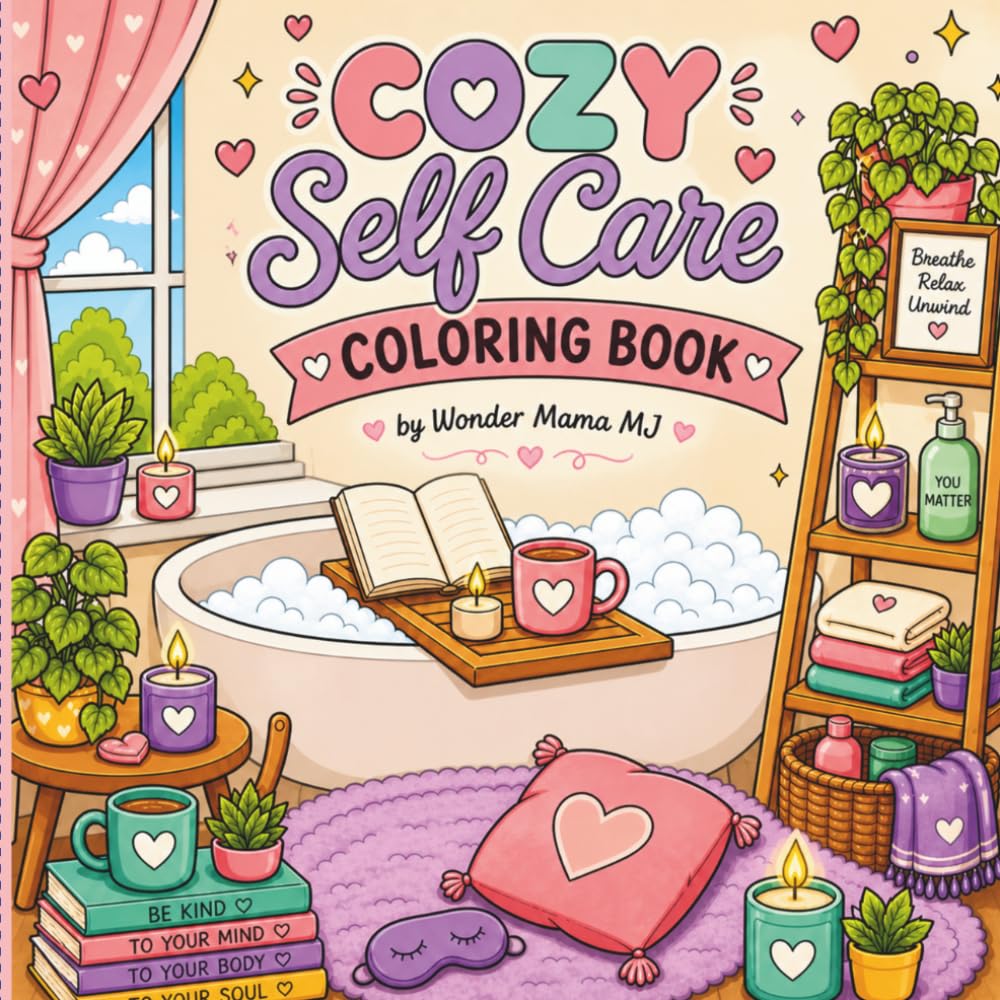 Cozy Self Care Coloring Book: Bold & Easy Designs for Relaxation and Stress Relief