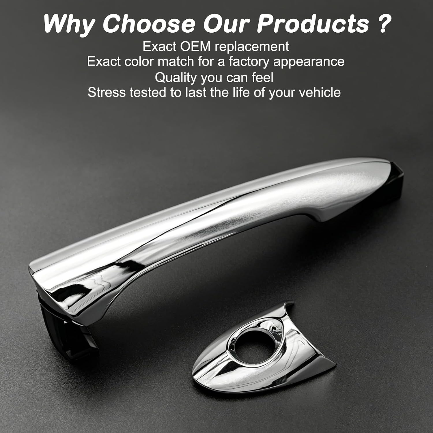 Front Driver Side Exterior Door Handle for Hyundai Sonata 2011 2012 2013 2014, Replace# 826513S010, 826523S010, Chrome