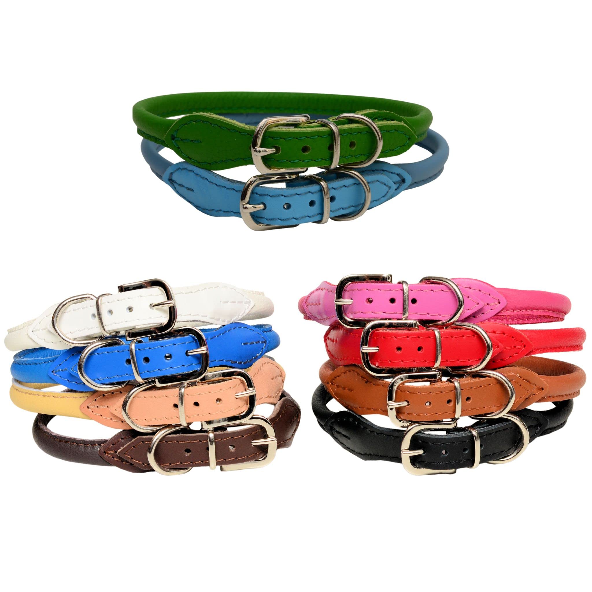 Collare Per Cane In Vera Pelle Marrone - Arrotolato, Morbido