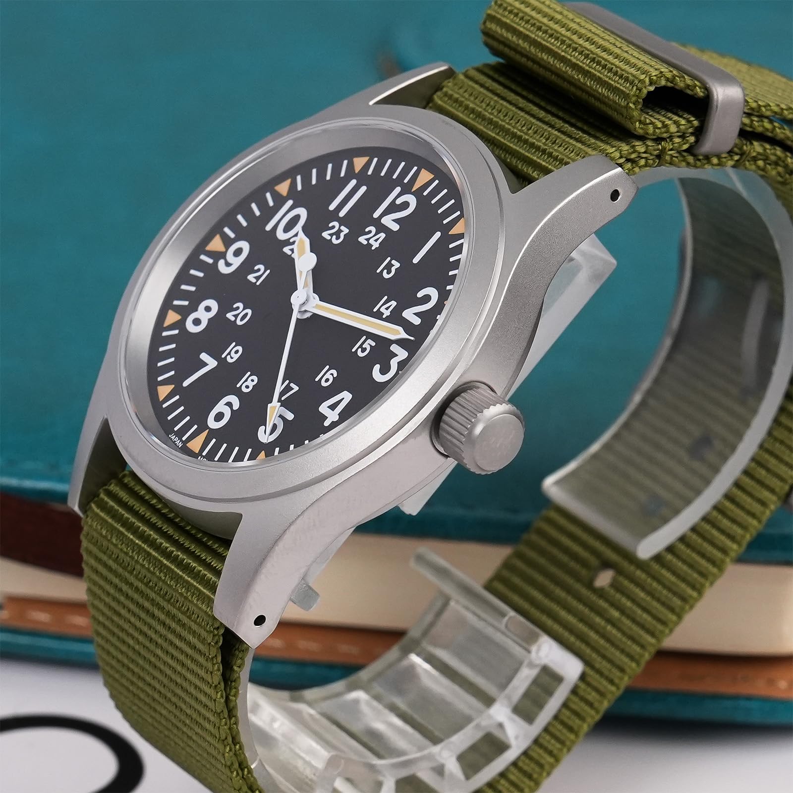 Militado ML05 38mm VH31 Quartz Watch - Domed Sapphire Crystal Field Watch C3 Super Luminous Retro Sweep Wrist Watch for Men 100M Waterproof