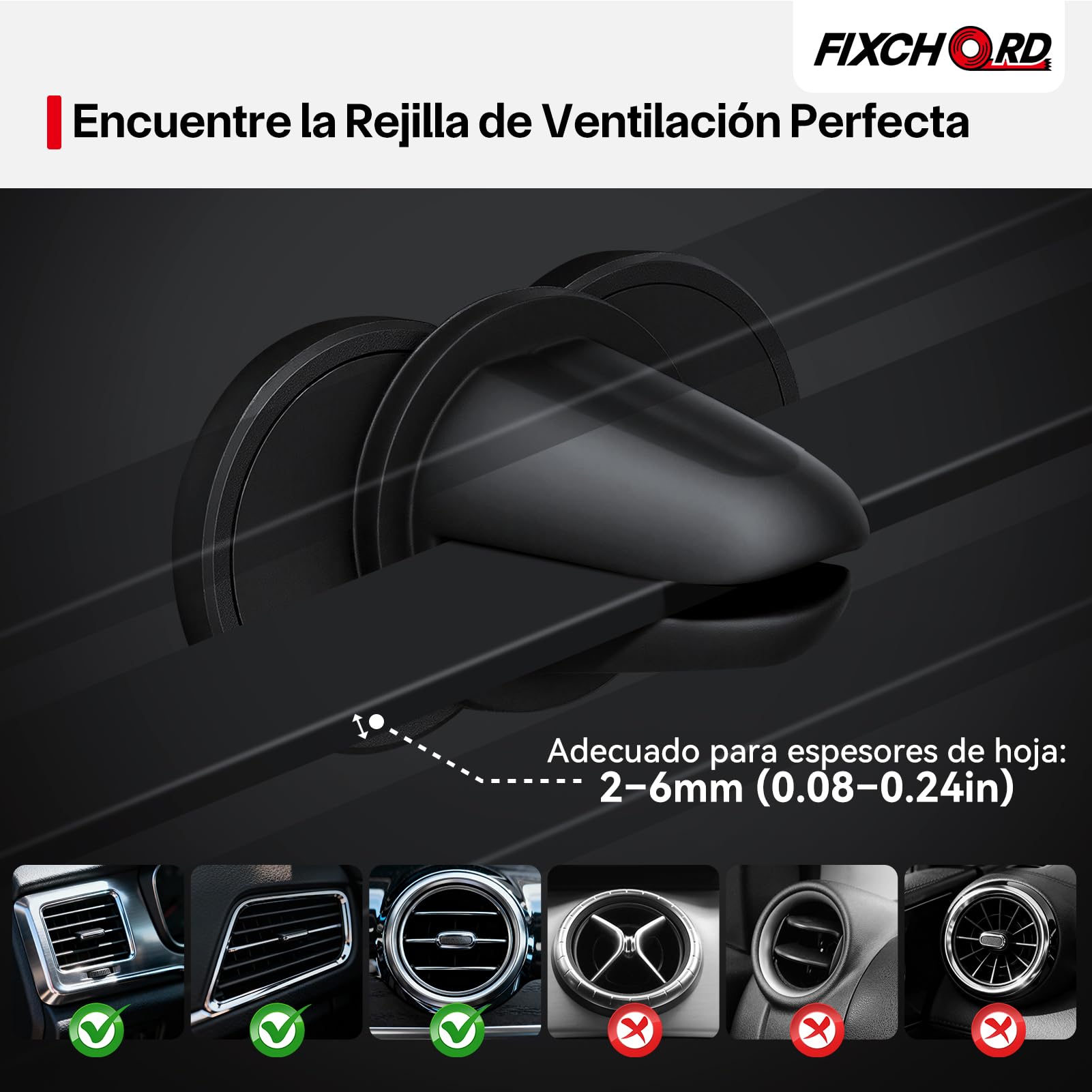 Soporte Magnético para Rejilla de Aire Acondicionado de Coche OOONO CO-Driver NO2, 1 Unidad de Soporte Magnético con Imanes Integrados Compatible con la Alarma de Radar OOONO NO2