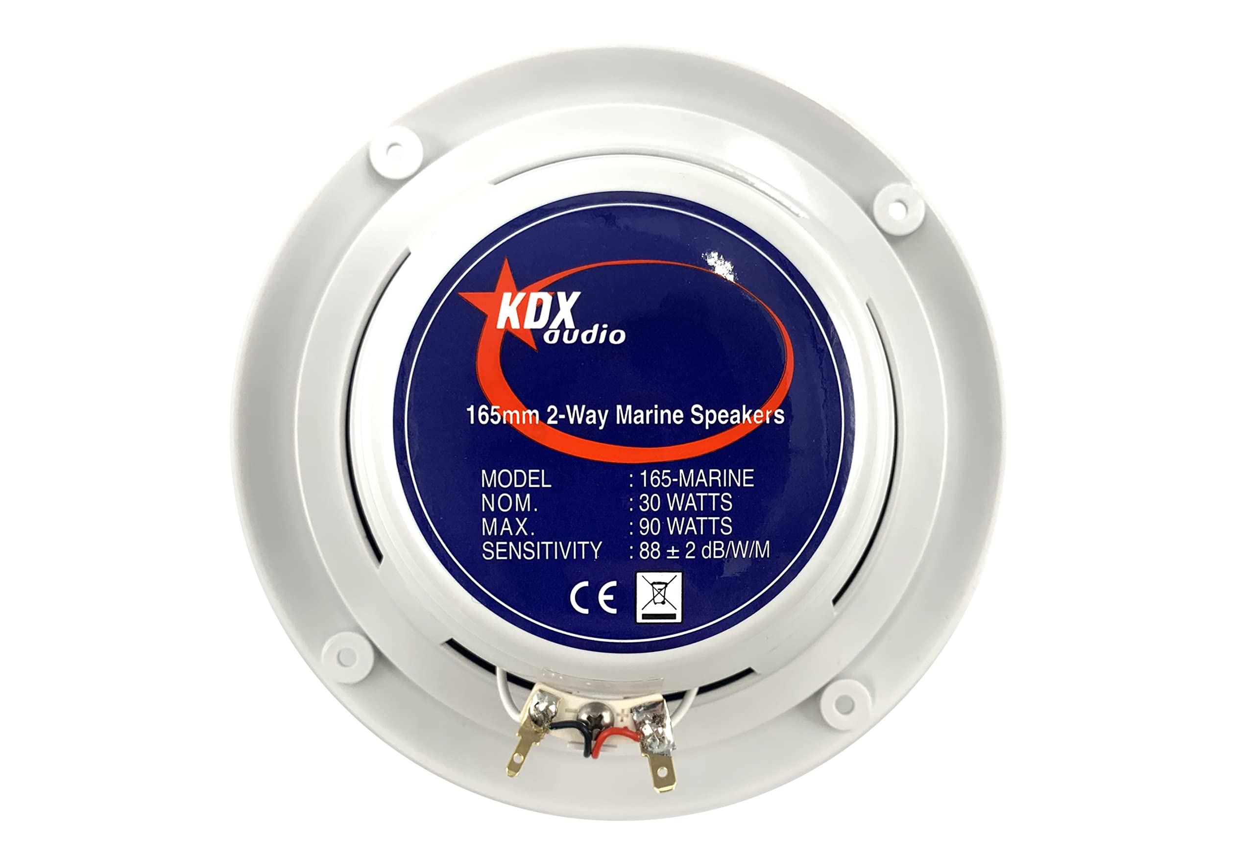 Juego de altavoces marinos KDX-Audio MARINE-165 de 6,5", 165mm, ideal para embarcaciones y sitios húmedos. Color blanco