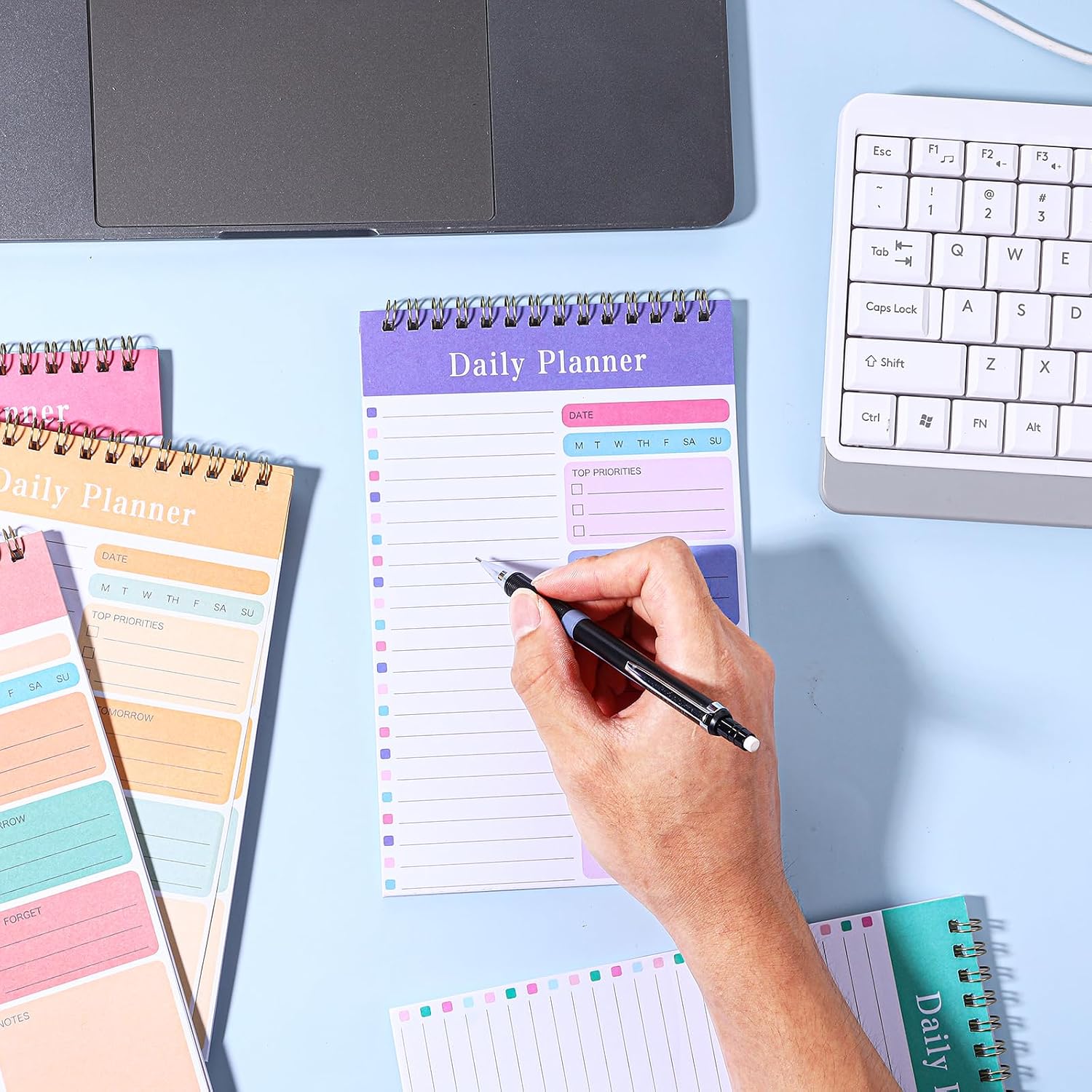 Molain 10 Pack Daily To Do List Notepad, Beautiful To Do List Note Pads Set 5" x 8" 30 Sheets Spiral Planner Checklist Notebook Work Notepads for Easy Daily Planning, Office Desk Supplies for Women image 5