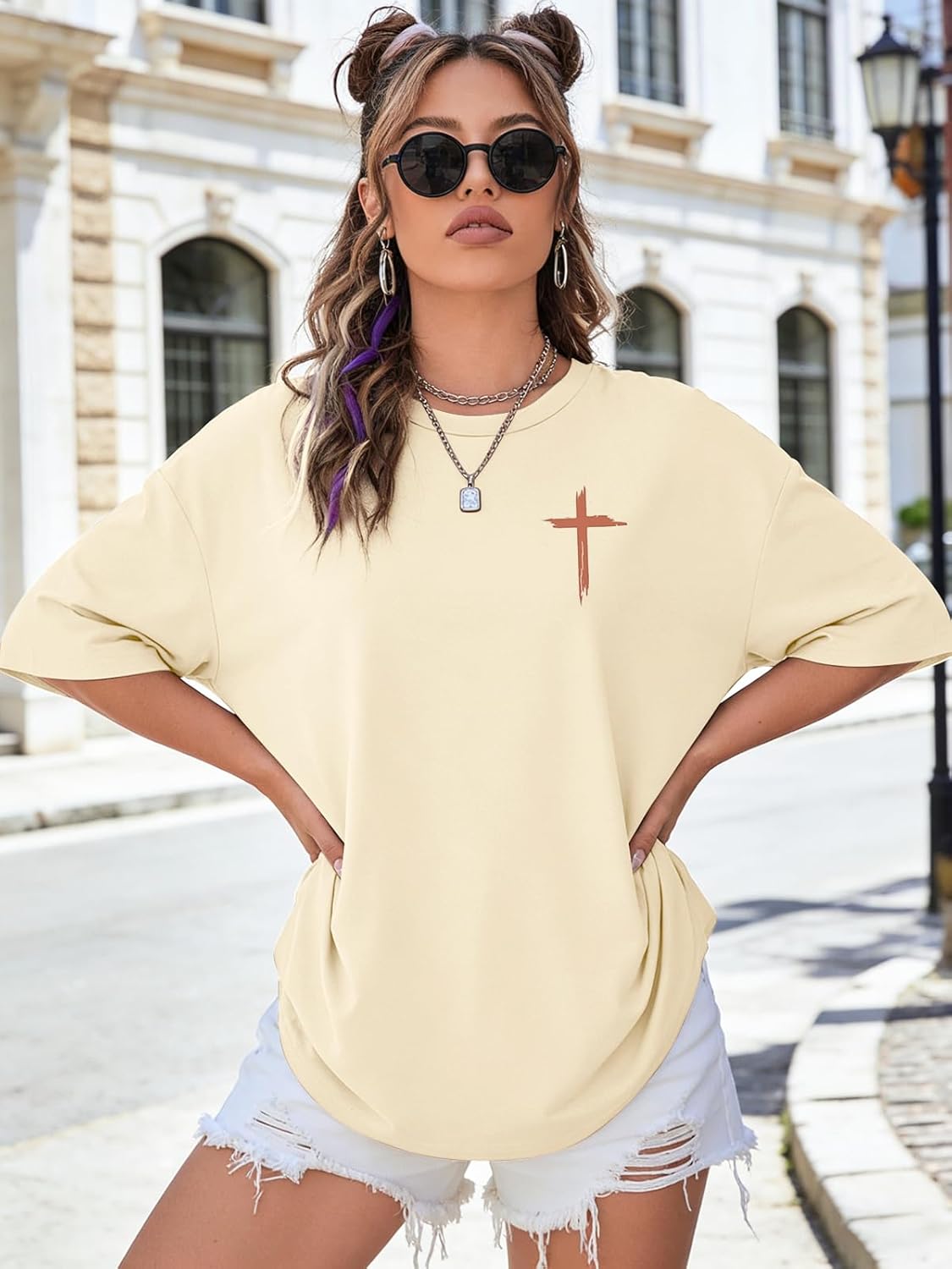Christian Shirts for Women Oversized Faith Tshirt Jesus Cross Graphic Tee Religious Sayings Bible Verse Inspirational Tops - Image 2