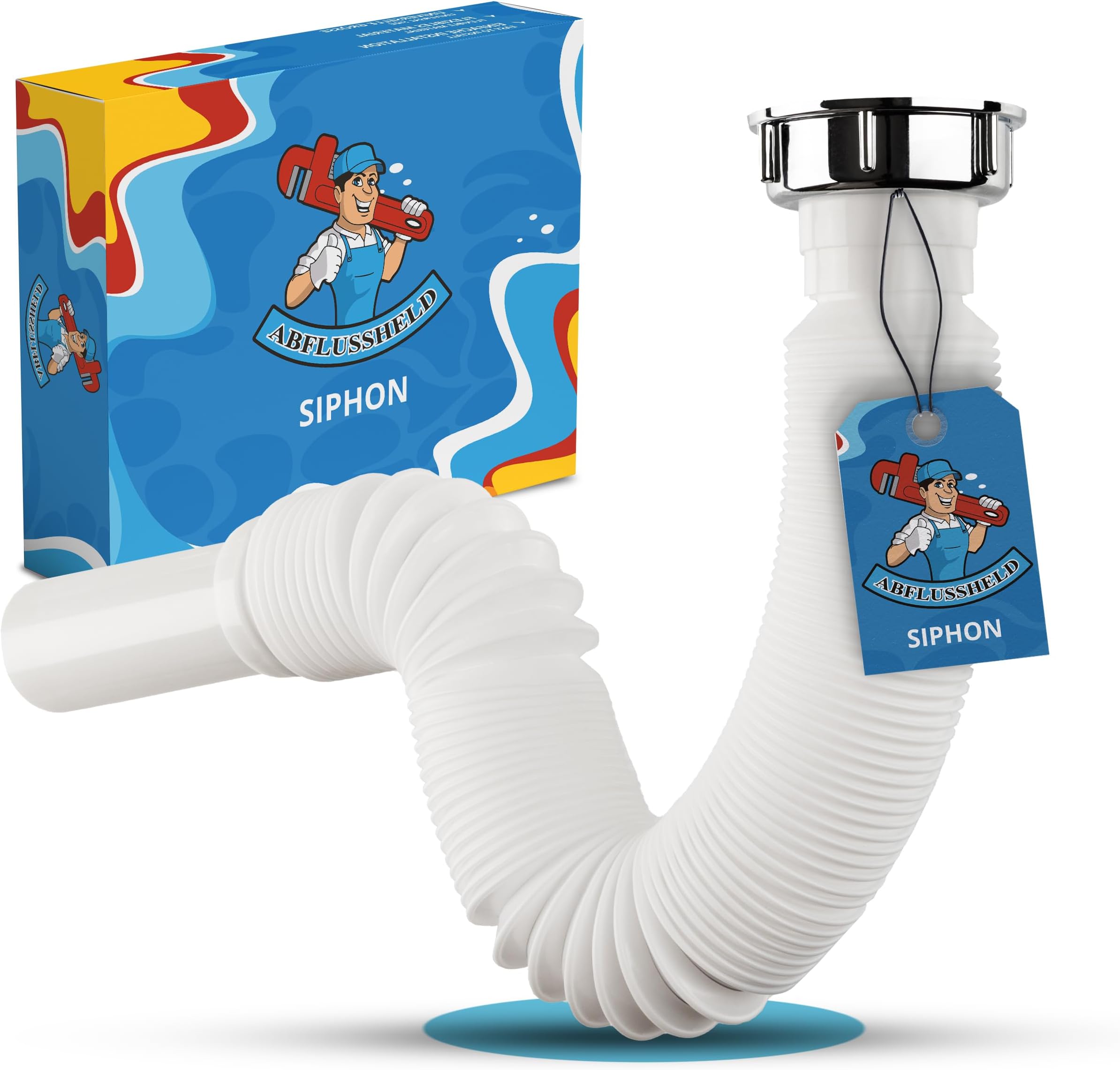 Poppstar Siphon Ablaufschlauch U-förmig - Flexibel & Ausziehbar 32-88 Cm