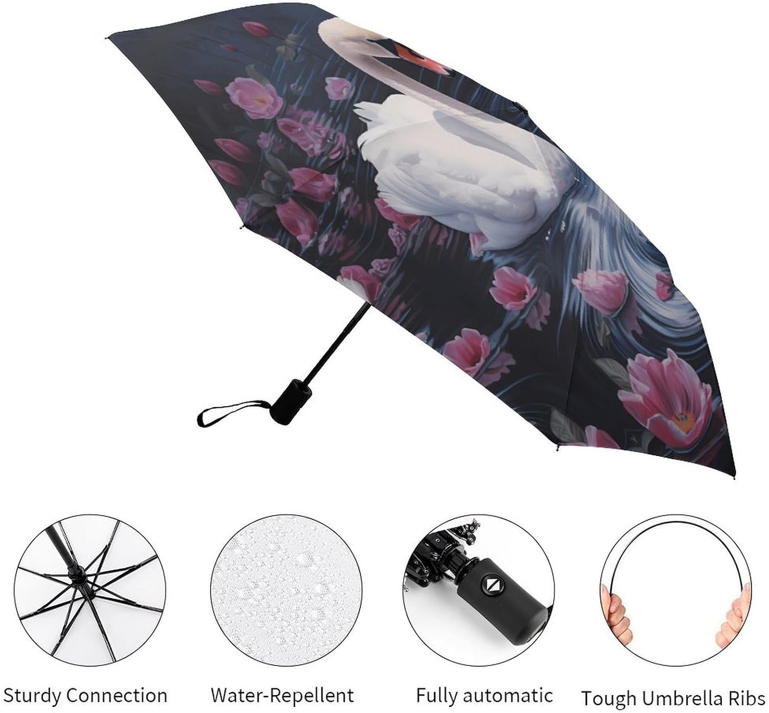 Swan Sun Umbrella Windproof Automatic Folding Umbrellas Travel Accessories image 3