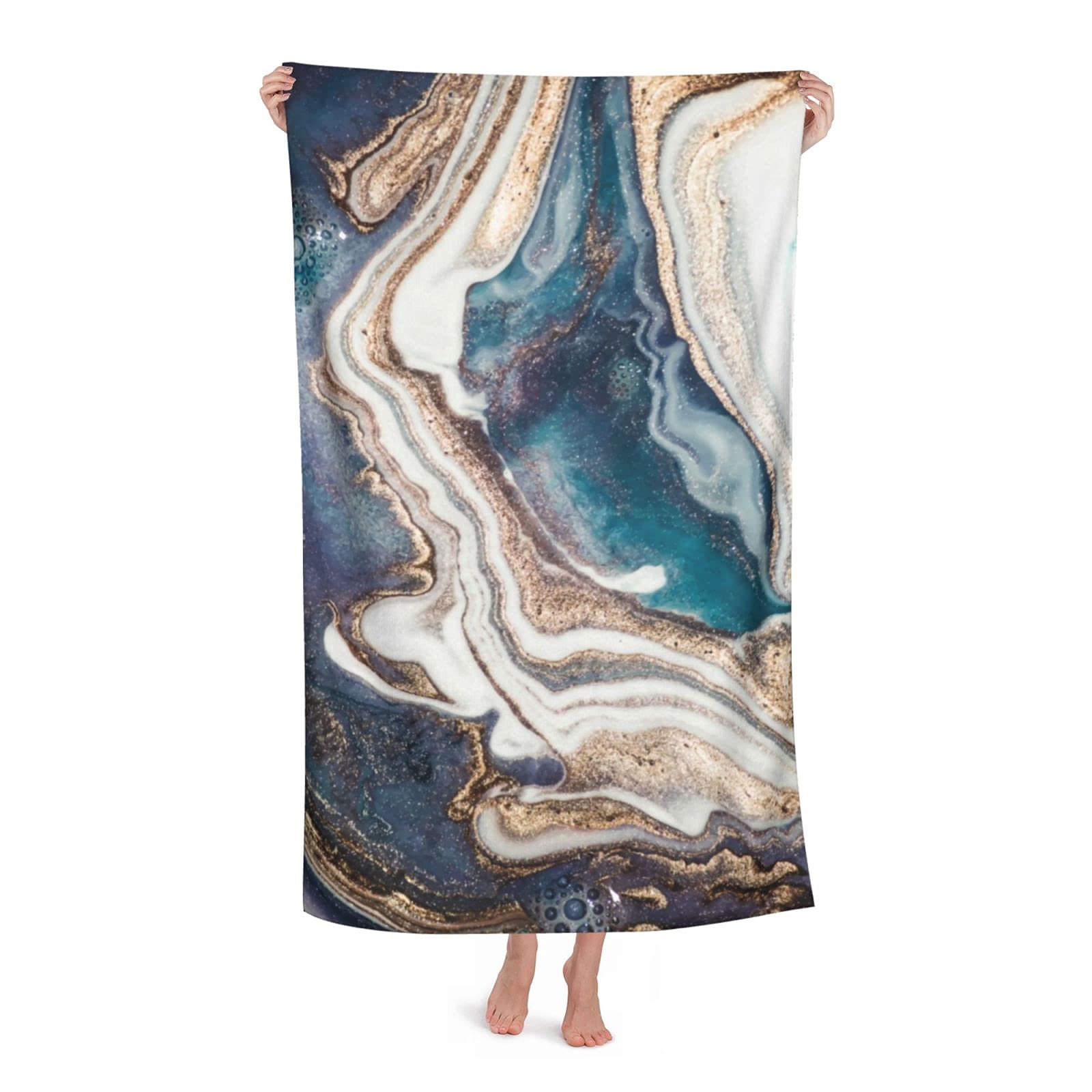 LSRCPD Marble Texture Rock Beach Towel Highly Absorbent Microfiber Beach Blanket Soft Bath Towels 80 x 130 cm