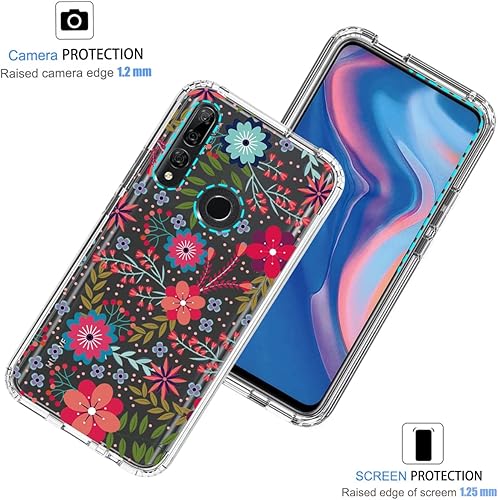 Miniatura 2 de Funda para Y9 Prime 2019Honor 9XP Smart Z STK-LX1 con protector de pantalla de vidrio templado, funda protectora de TPU transparente floral a prueba