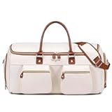 Convertible Garment Bag for Travel&comma; PU Leather Carry On Garment Duffle Bag for Men Women&comma; 2 in 1 Suit Travel Bags for Hanging Clothes with Shoe Compartment