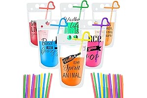 48 Packs Stand-Up Plastic Drink Pouches with Straws for Adults