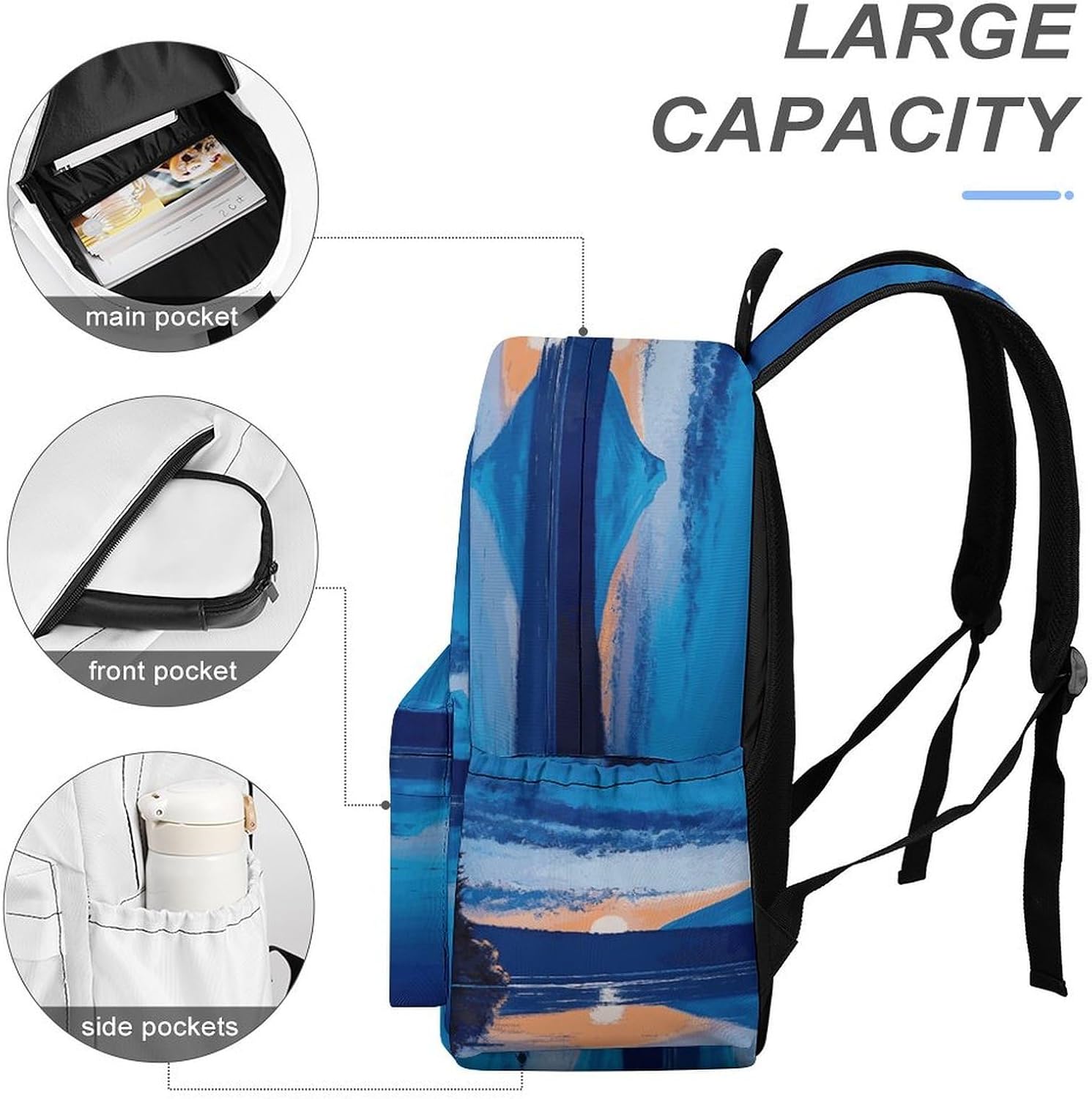 Blue Sunset Travel Backpack Daypack Computer Bag image 4