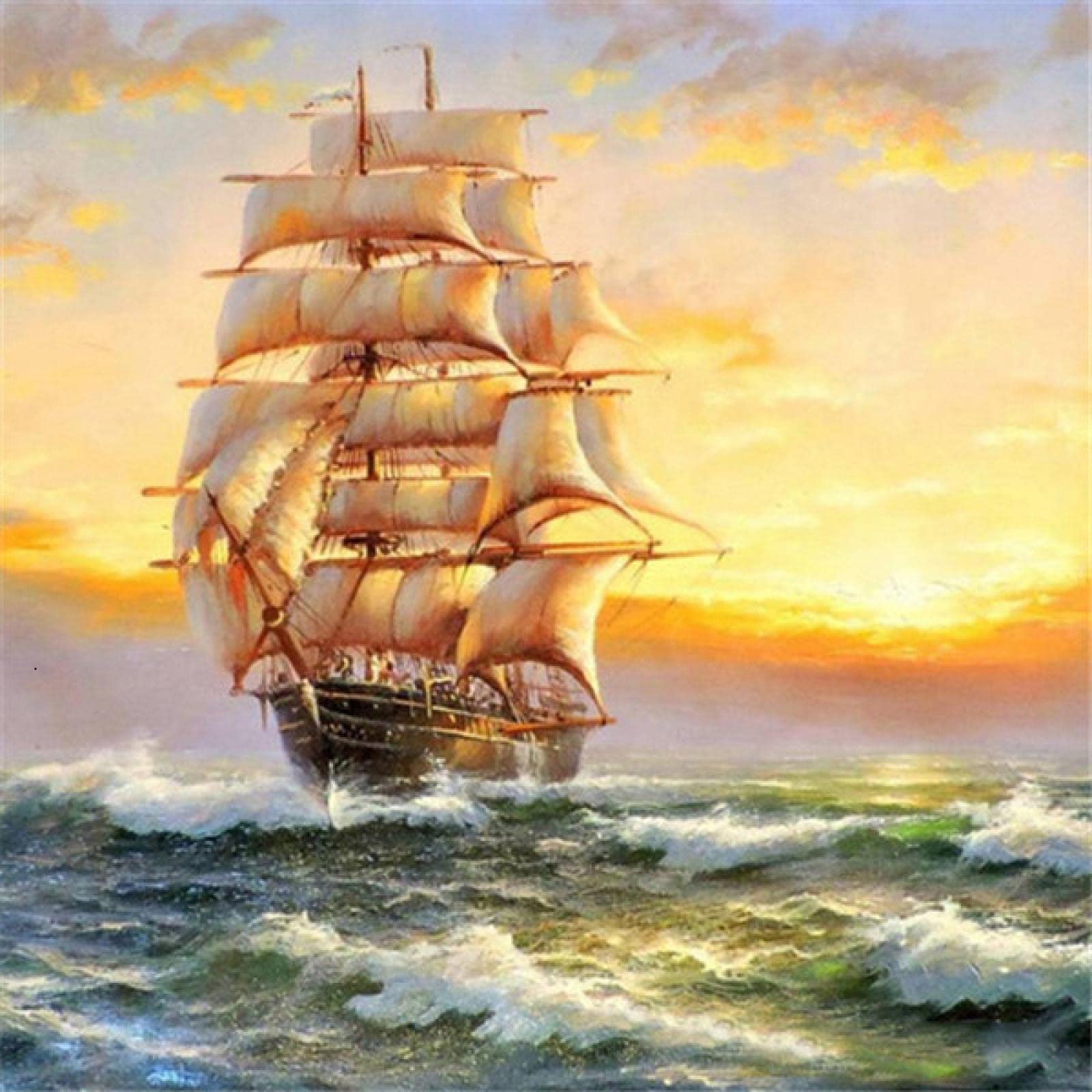 Amazon｜海のセーリングヨットのポスター海景キャンバス絵画風景壁