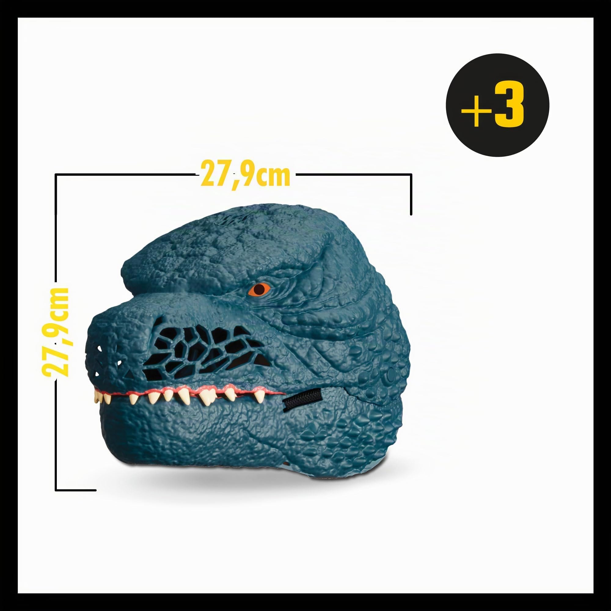 MonsterVerse - Mascara Electrónica de Godzilla, Mascara con efectos sonoros de rugidos terrorificos, Mascara para disfraces de la pelicula Godzilla vs. Kong, Para niños de 3 años, Famosa (MN306300)
