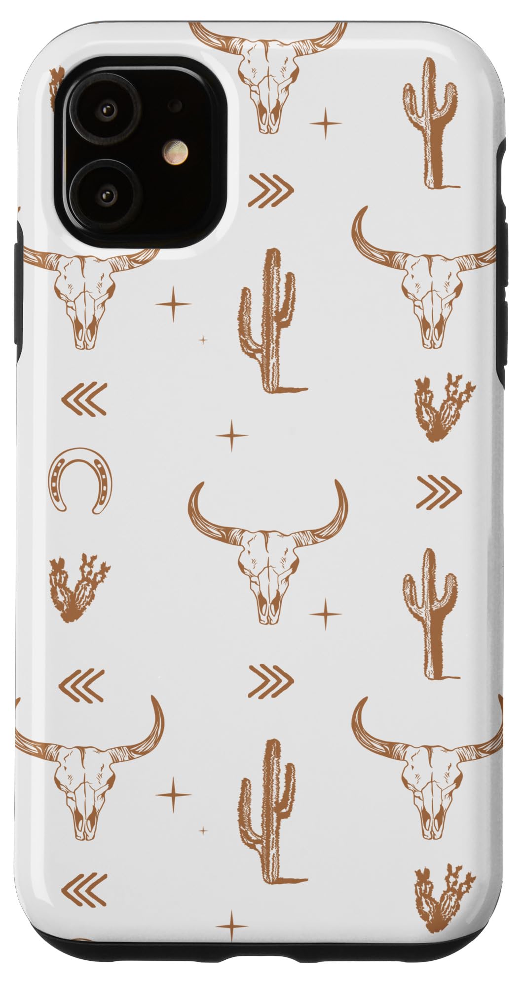 Western Country Boho Southern Bull Skull Pattern Chic Rustic Case for iPhone 11