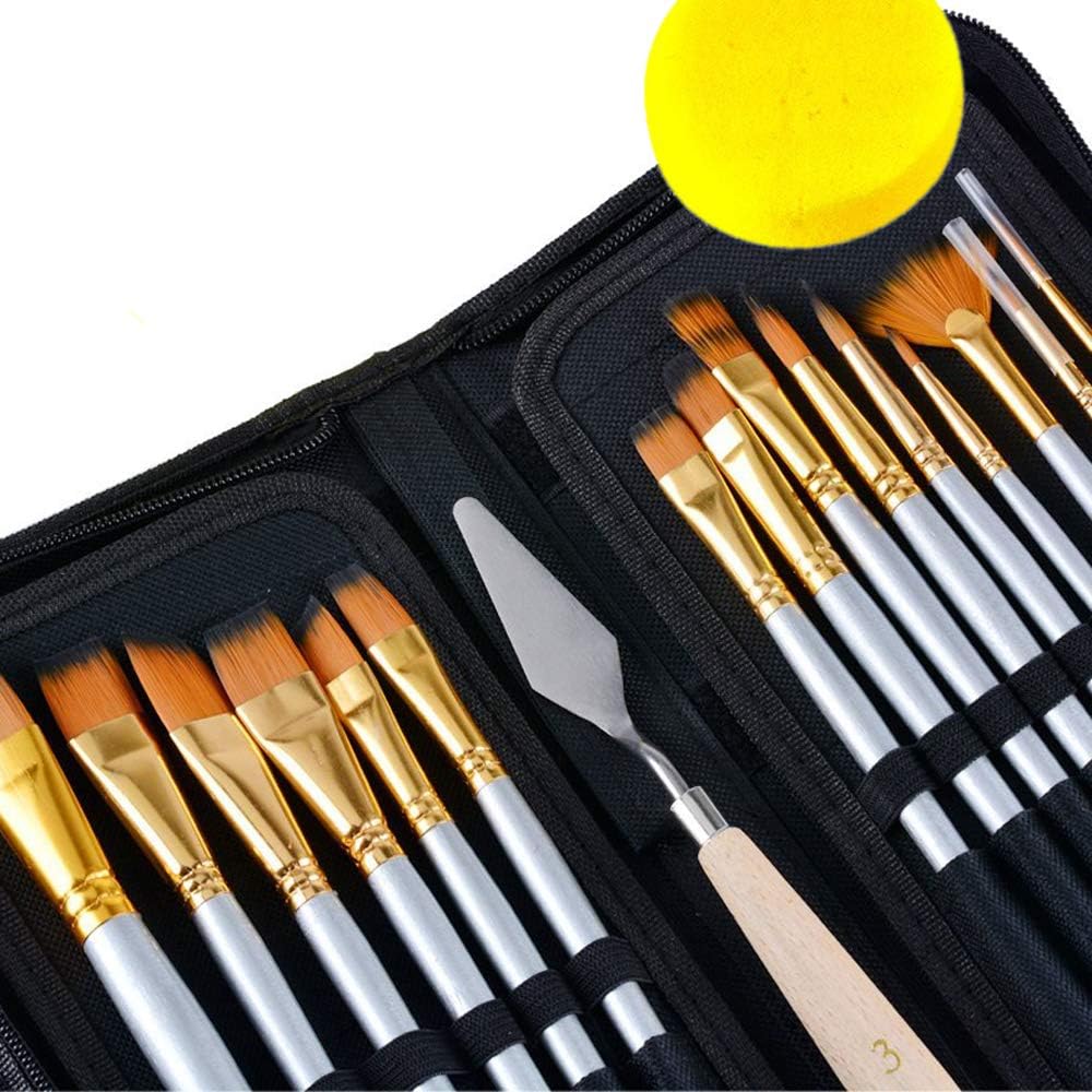 Sale! Reg.$29.99 Now $16.79 Artist Paint Brush Set 15 Different Shapes & Sizes – for Acrylics, Oils, Water Colors and Face & Body Painting. Bonus Palette Knife, Water Color Sponge & Travel Case!