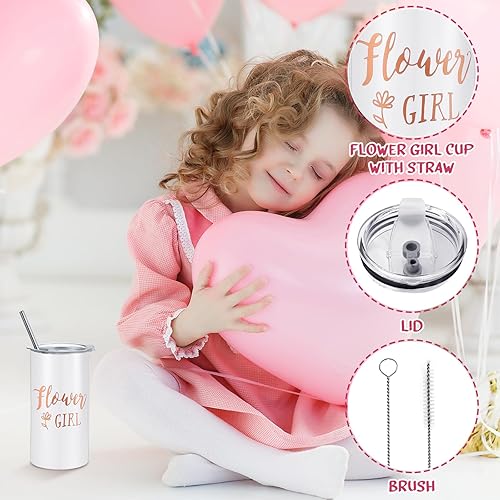 Miniatura 4 de Sieral Juego de 9 regalos de propuesta para niña de las flores, vaso personalizado con pajita, caja de regalo para novia, bolsa de lona, lentes de