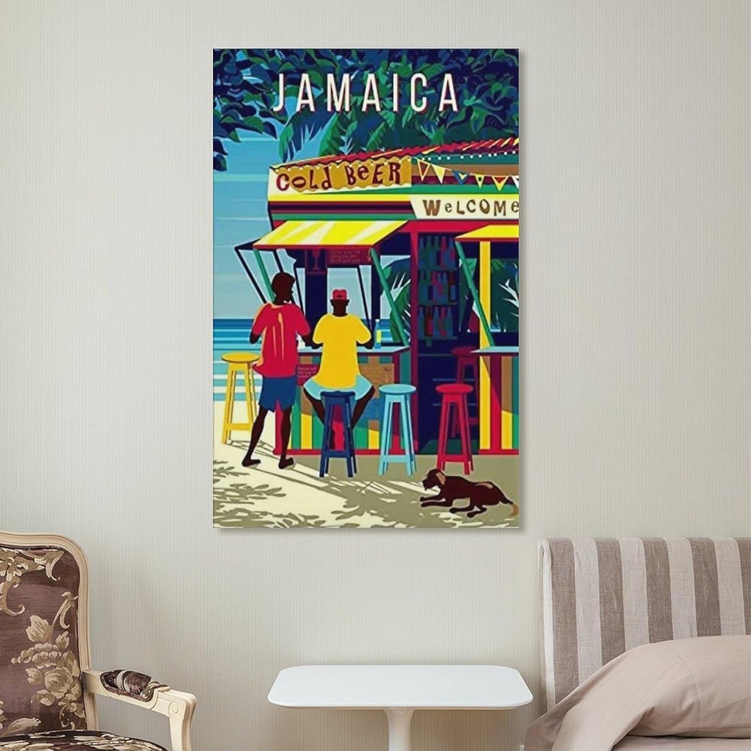 Vintage Jamaica Caribbean Canvas Art Poster And Wall Art Picture Print Modern Family Bedroom Decor Posters Framed,24x36inch(60x90cm)