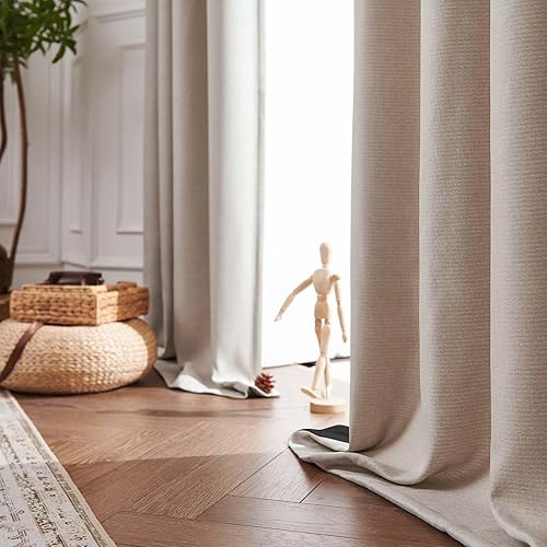 Miniatura 7 de Vangao Cortinas de lino sintético 90% opacas para dormitorio, con aislamiento térmico, cortinas y cortinas de oscurecimiento de la habitación para