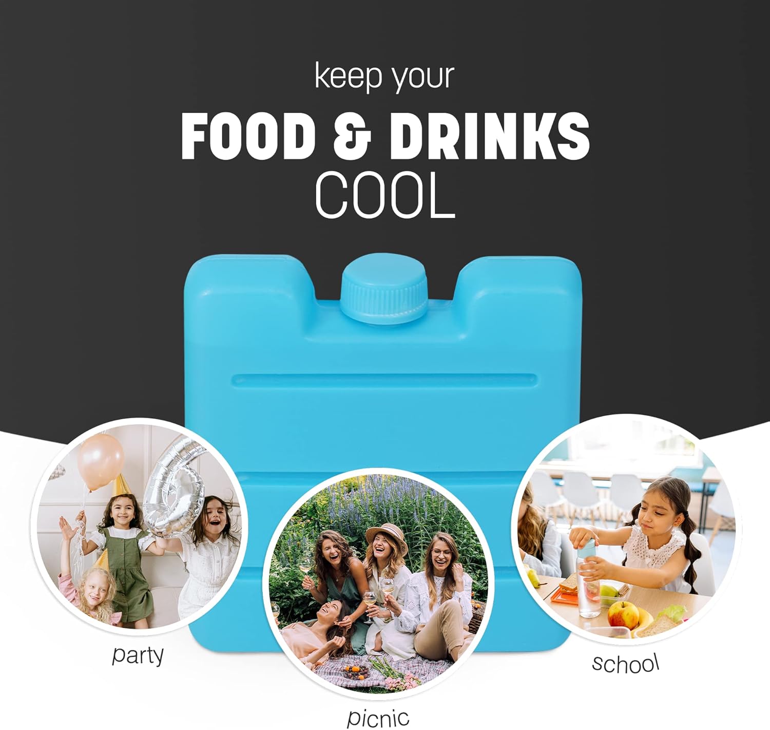 KEPLIN Freezer Ice Blocks (6 Pack) – Reusable Ice Packs for Cooler Bags, Lunch Boxes, Travel, Picnic & Camping – Long Lasting Cooling Gel Keeps Food & Drinks Fresh for Hours — image 4