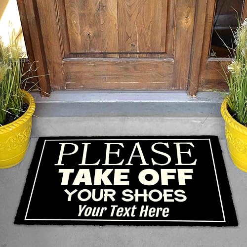 Miniatura 2 de Felpudo personalizado con texto en inglés Please Take Off Your Zapatos, con citas divertidas, tapete de bienvenida para puerta delantera, entrada