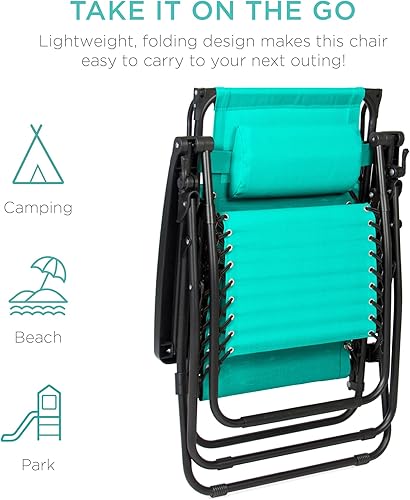 Miniatura 189 de Best Choice Products Silla reclinable plegable de gravedad cero para exteriores, de patio, para salón al aire libre, con toldo ajustable, Bandera
