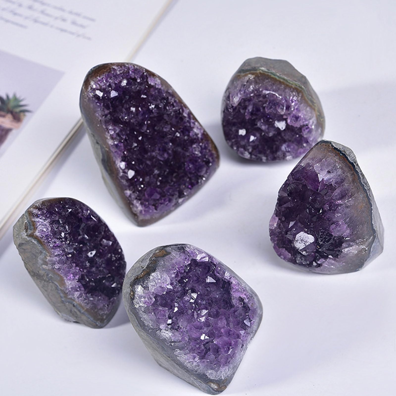 Geode Druzy di Ametista Naturale Cluster di Rocce di Pietre di Cristallo curative Esemplare di Pietra preziosa di Ametista per Il bilanciamento dei Chakra, la Stregoneria,500~600g