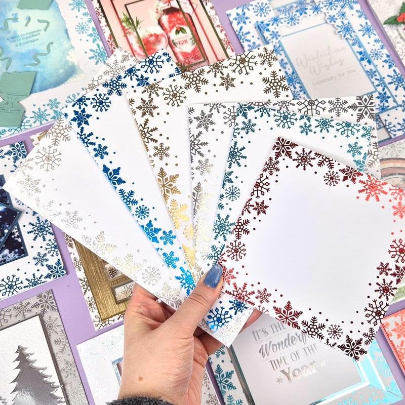 Hunkydory Foiled Edge Card Blanks & Envelopes Snowflake Edition - 36 Cards & Envelopes