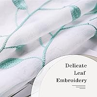 Vista 3 de MRTREES Cenefa de cortina transparente de Navidad, cenefas pequeñas bordadas con hojas y bolsillo para barra, paneles de tratamiento de ventanas