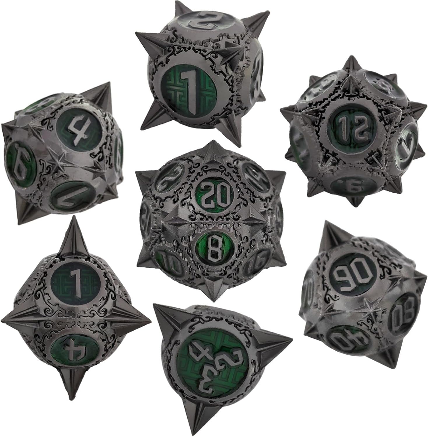 Metal DND Dice Set, Round Tip Dice 7 Polyhedral Dice, MTG