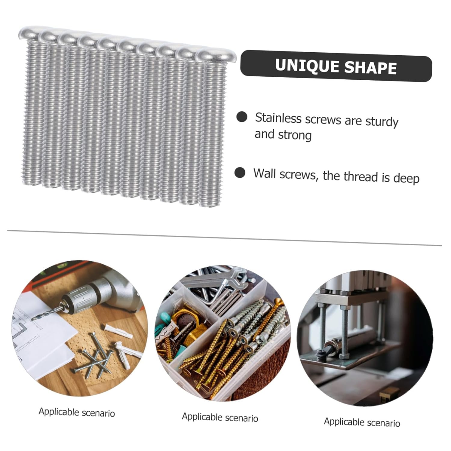 10pcs Stainless Steel Pan Head Screws Kit Durable Tv Mounting Screws for Wall Plates Strong Support for Accessories Smooth Surface Resistant