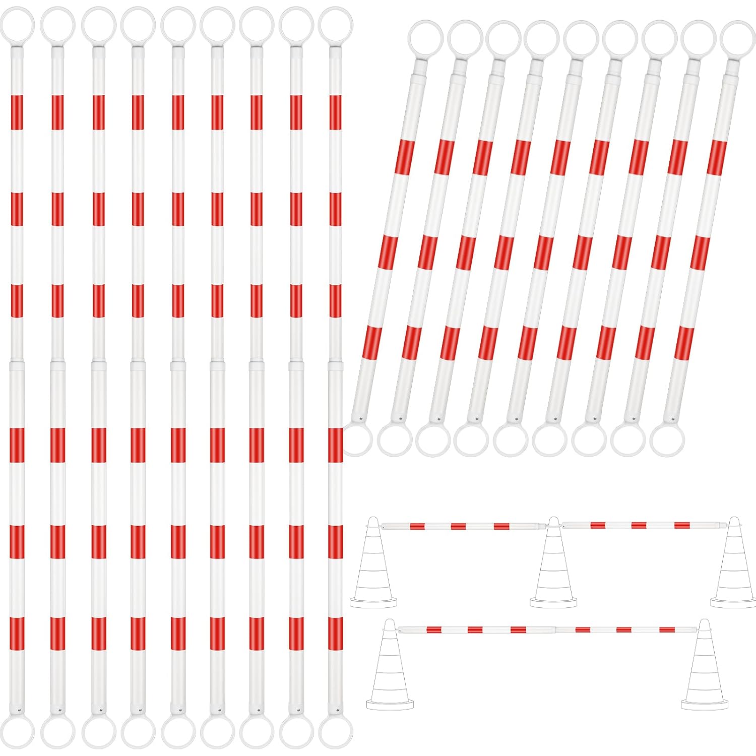 Huwena 13 Pcs Retractable Traffic Cone Bar 4 to 7.2 Inch Extendable Barricade Lightweight Expandable Barricade for Traffic Road Parking Lots, Road Construction, Cone Not Include