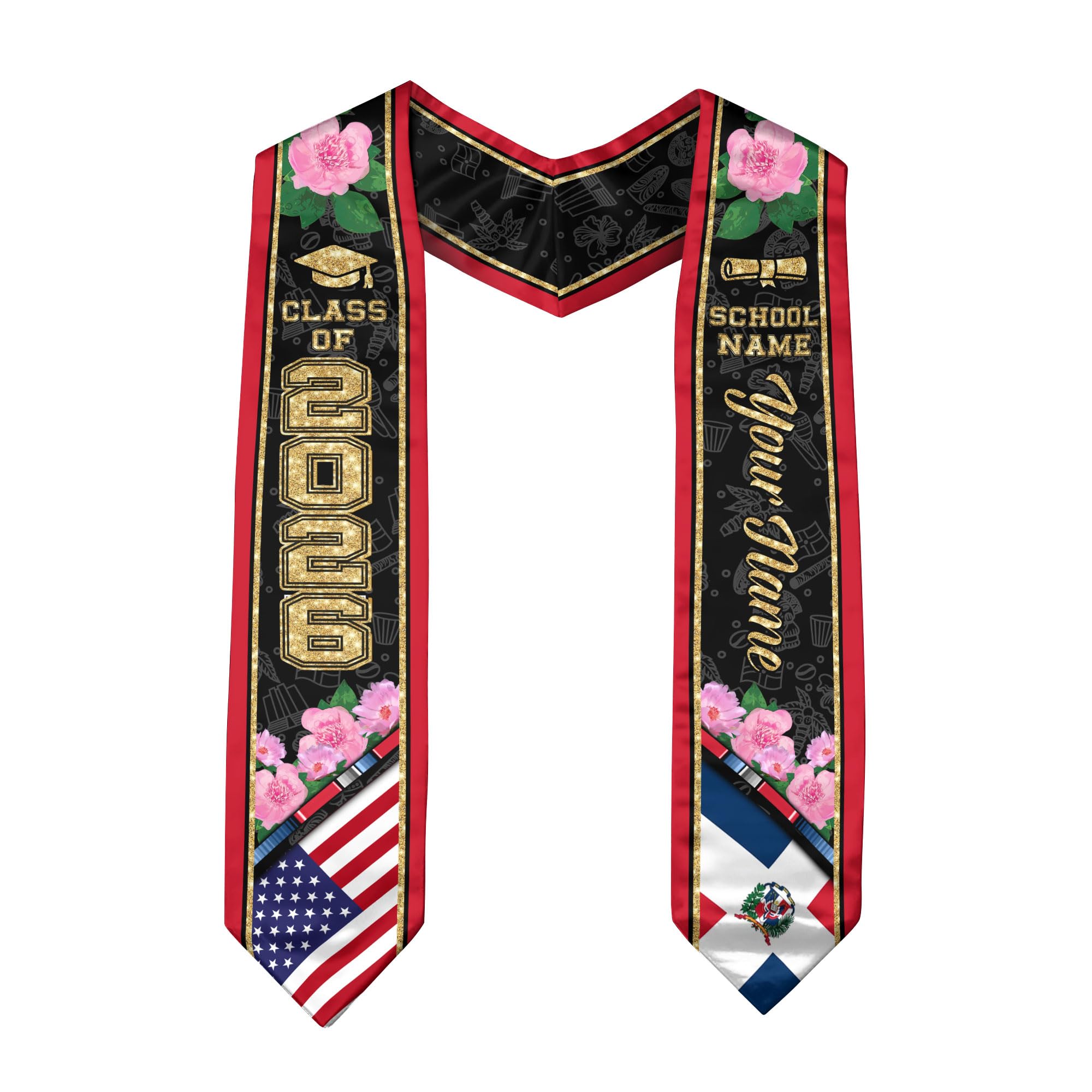 Custom Dominicans American Flag Sash 2026, Dominicans Graduation Sash, Dominican Republic Graduation Stole 2026