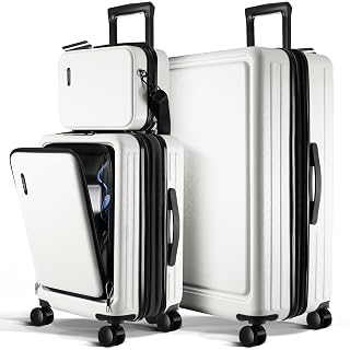 Luggage Sets 3 Piece, 22 Inch Carry on Luggage and 28 Inch Suitcases with Wheels Spinner, Durable Hard Shell Suitcase Set, Expandable Travel Suitcase, White - Amazon product rated Grade A