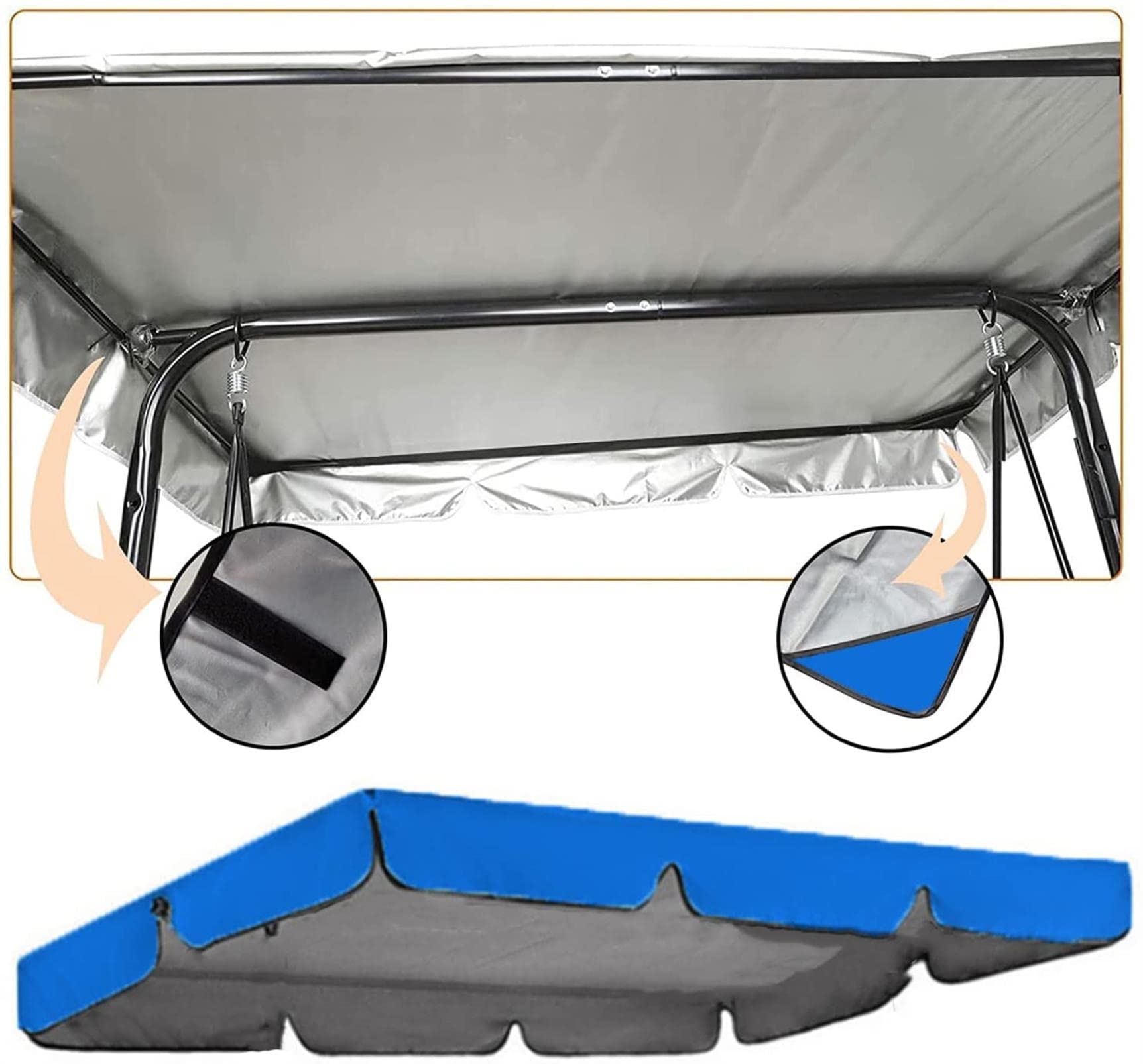 IBOWZ Tetto di Ricambio Universale Tenda a baldacchino per Patio, Copertura Superiore Impermeabile, Copertura per baldacchino di Ricambio per Sedia a Dondolo a 2/3 posti, coperture per mobili da g