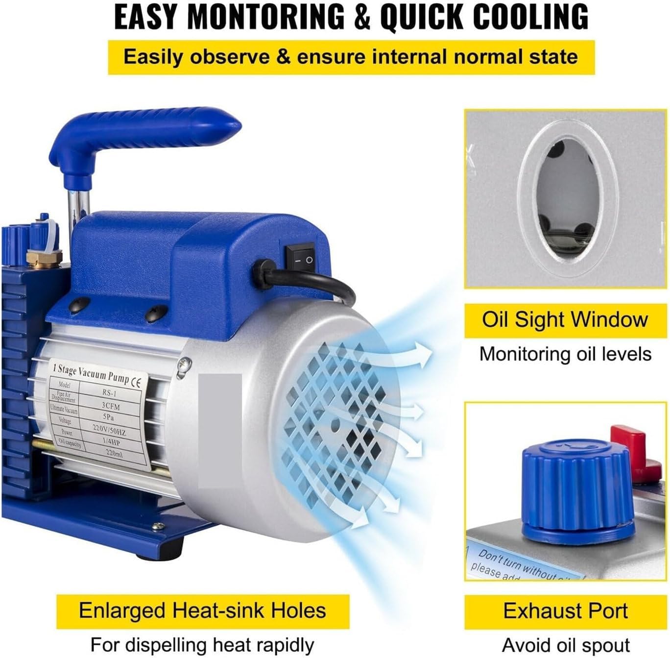 1.5/2/3/5 Gallon Vacuum Chamber with 5 CFM Single-Stage Pump, Large Vacuum Chamber Degassing Refrigerant Kit for DIY Resin Casting/Silicones (6L/1.5Gal)